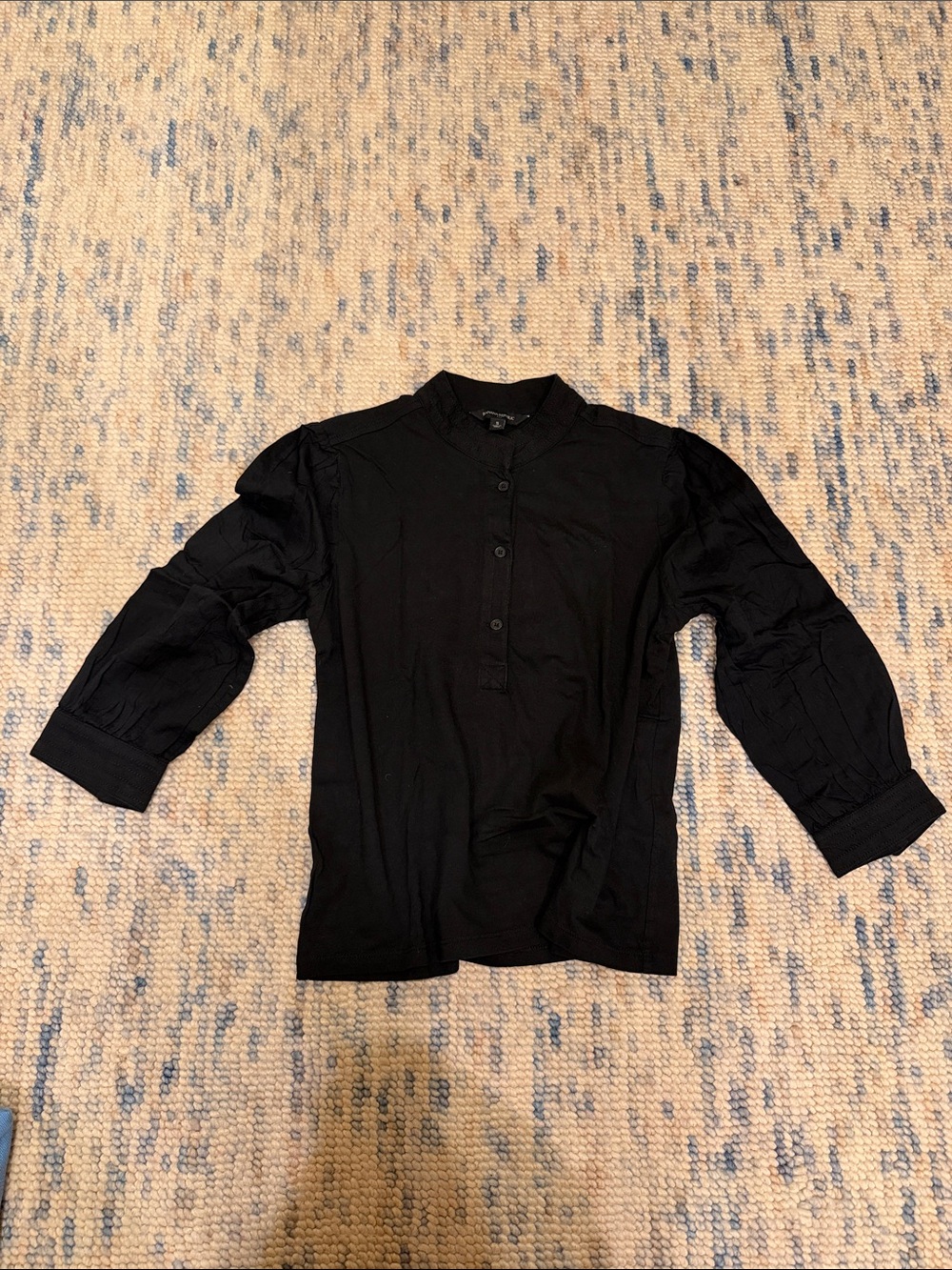 Banana Republic Black Casual Button-Down Henley Shirt